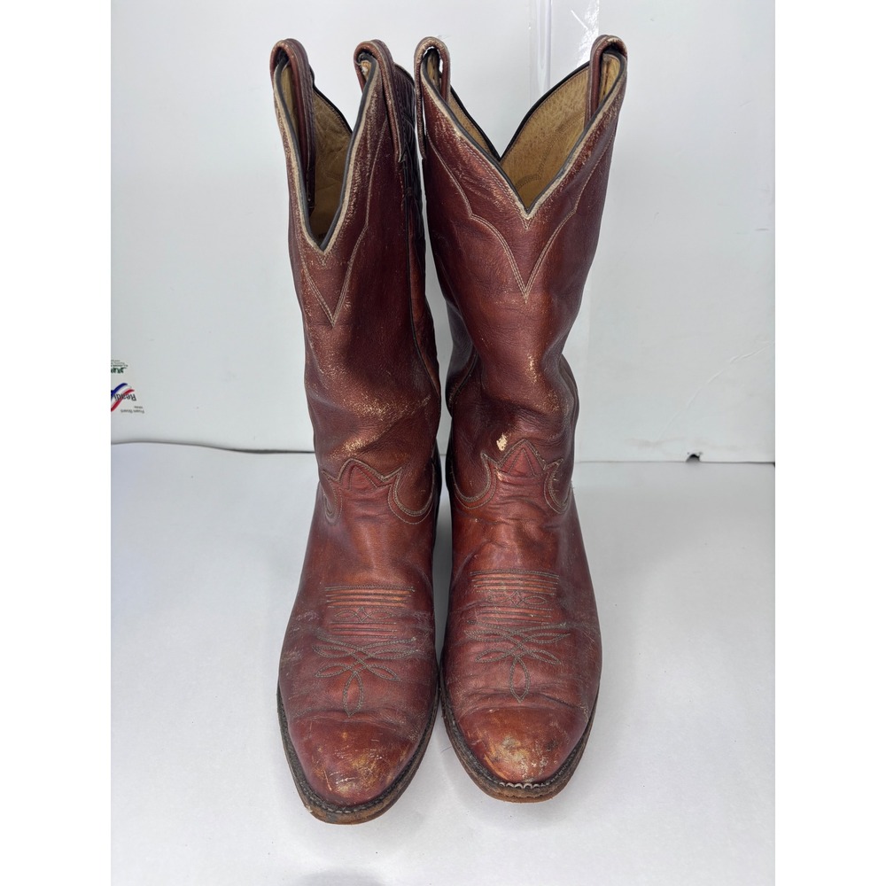 VTG Tony Lama Mens 5084 Brown Leather Western Cowboy Boots Size 11D Made in USA